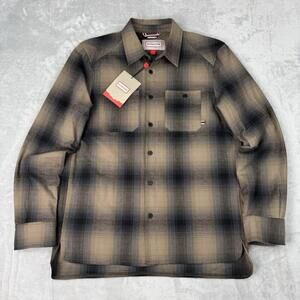 NWT HUNTER Boots Mens Brown Plaid Wool-Blend Overshirt Jacket Size Small $119